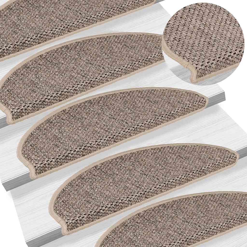 Stair Mats Self-adhesive Sisal-Look 30 pcs 65x21x4 cm Dark Beige