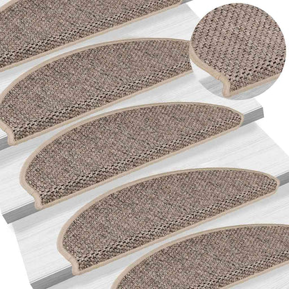 Stair Mats Self-adhesive Sisal-Look 30 pcs 65x21x4 cm Dark Beige
