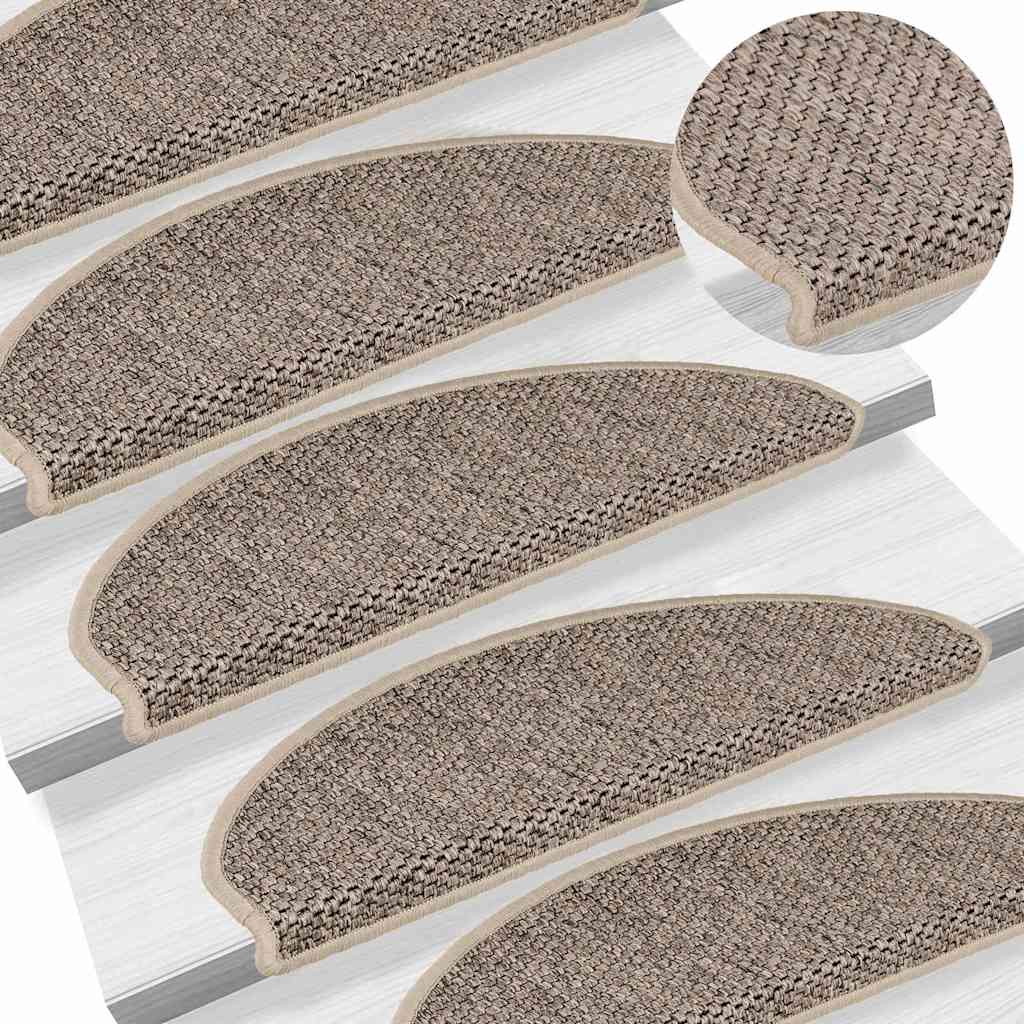 Stair Mats Self-adhesive Sisal-Look 30 pcs 65x21x4 cm Dark Beige