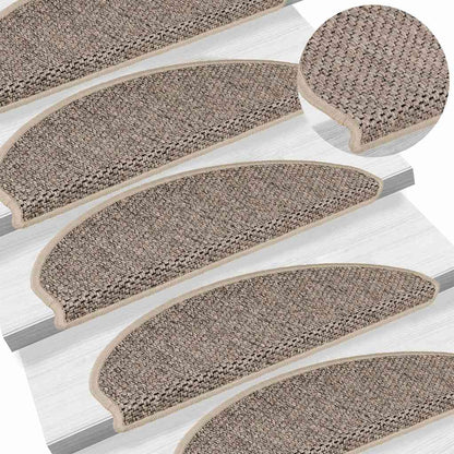 Stair Mats Self-adhesive Sisal-Look 30 pcs 65x21x4 cm Dark Beige