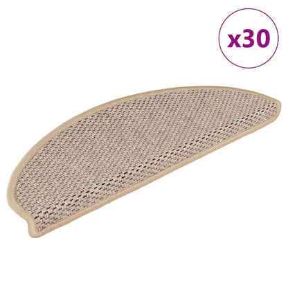 Stair Mats Self-adhesive Sisal-Look 30pcs 65x21x4cm Light Beige