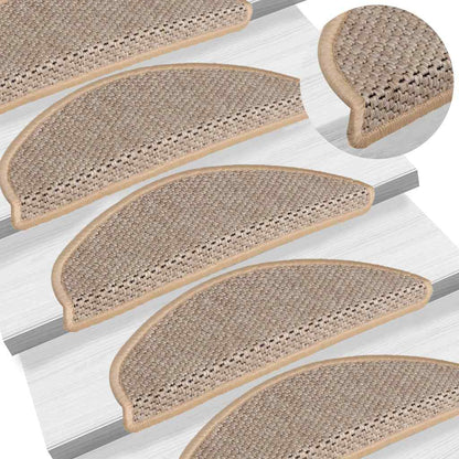 Stair Mats Self-adhesive Sisal-Look 30pcs 65x21x4cm Light Beige