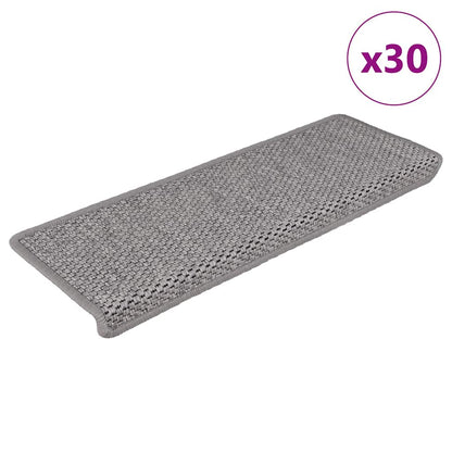 Stair Mats Self-adhesive Sisal-Look 30 pcs 65x21x4 cm Silver