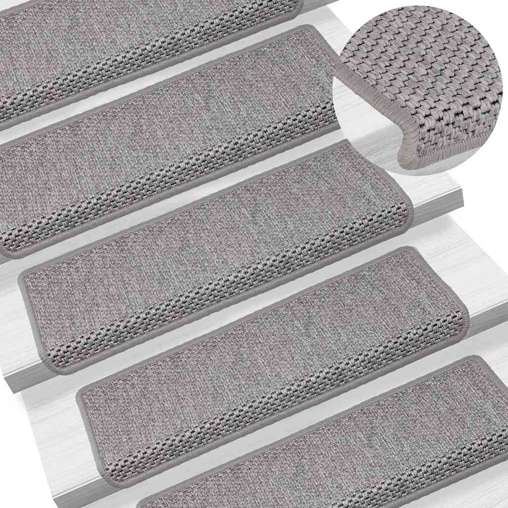 Stair Mats Self-adhesive Sisal-Look 30 pcs 65x21x4 cm Silver