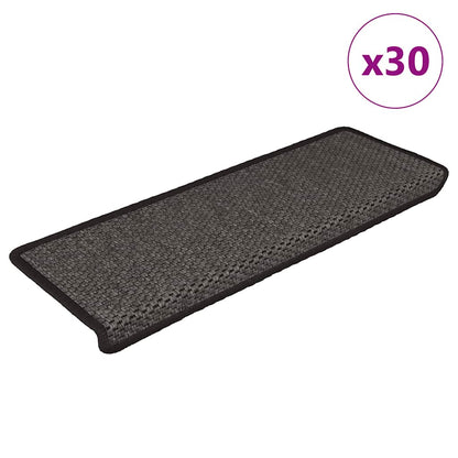 Stair Mats Self-adhesive Sisal-Look 30 pcs 65x21x4 cm Anthracite