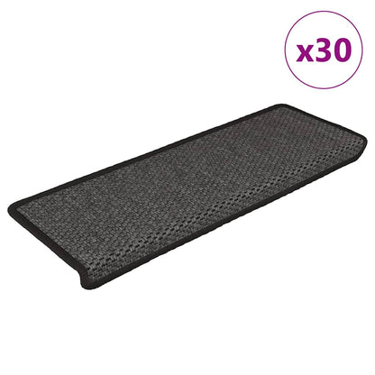 Stair Mats Self-adhesive Sisal-Look 30 pcs 65x21x4 cm Anthracite
