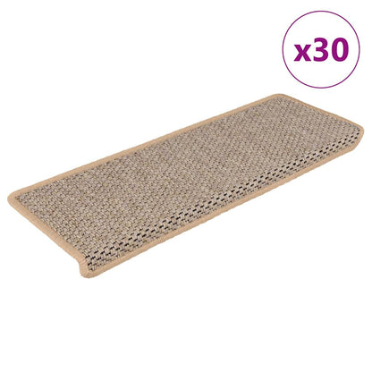 Stair Mats Self-adhesive Sisal-Look 30pcs 65x21x4cm Light Beige