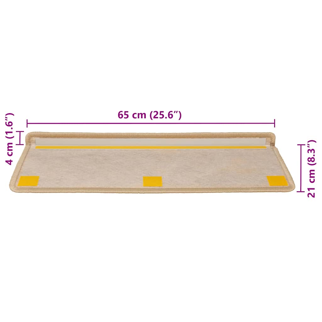 Stair Mats Self-adhesive Sisal-Look 30pcs 65x21x4cm Light Beige