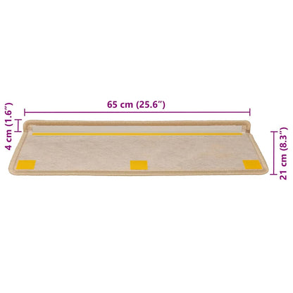 Stair Mats Self-adhesive Sisal-Look 30pcs 65x21x4cm Light Beige