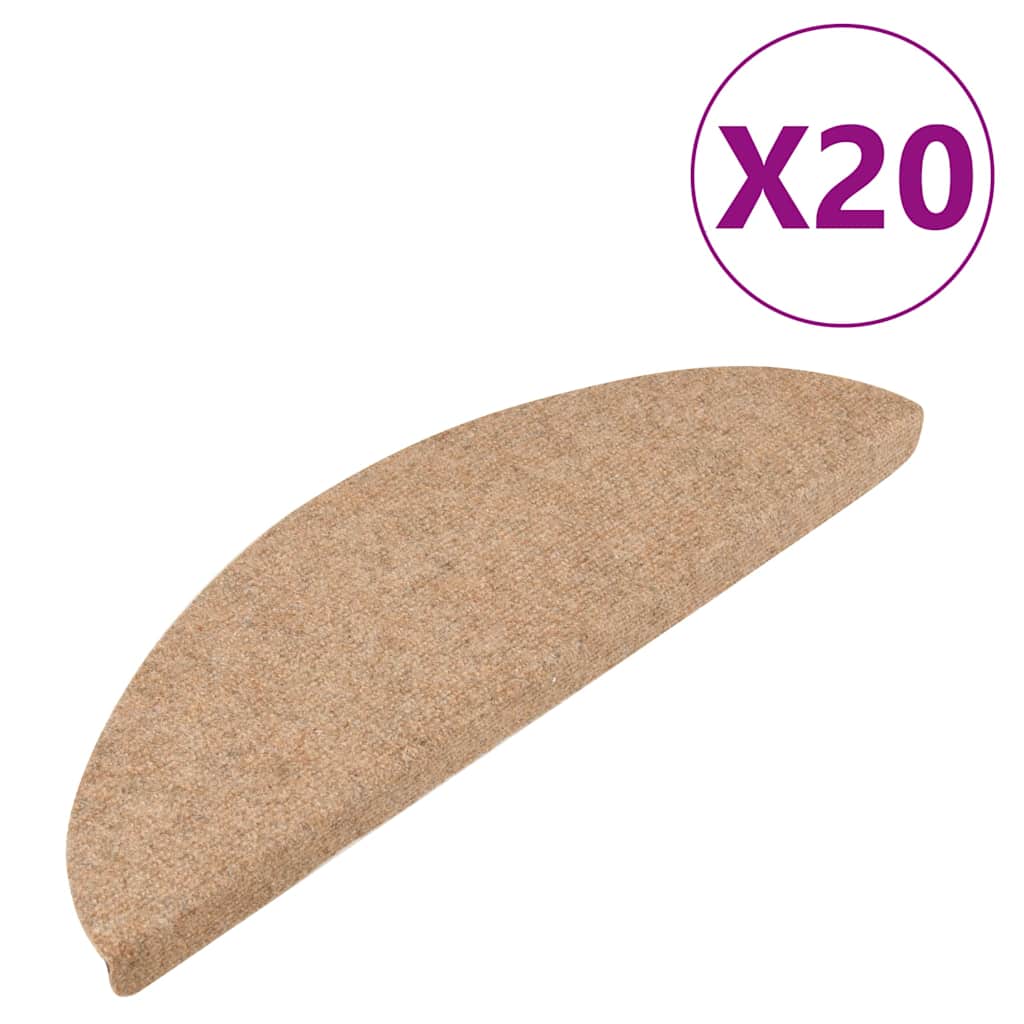 Stair Mats Self-adhesive 20 pcs Beige 56x17x3 cm