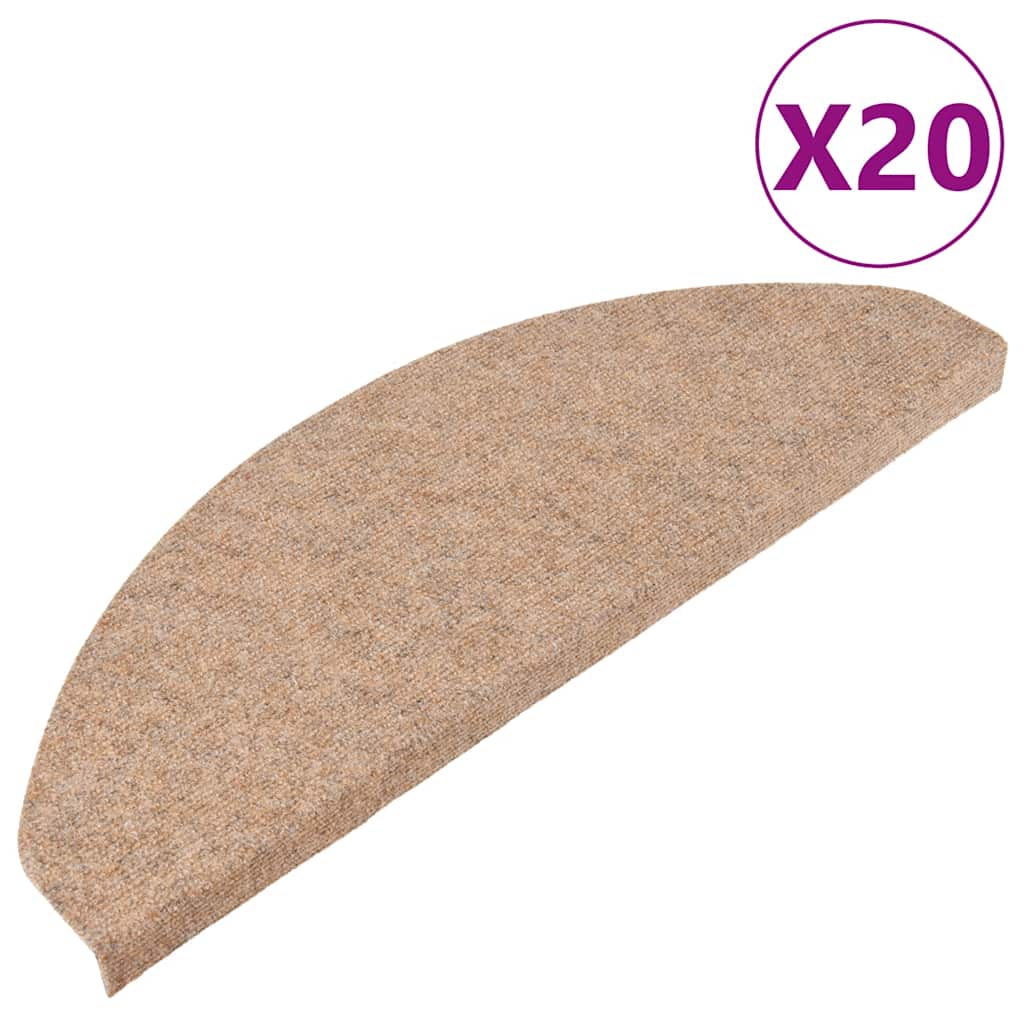 Stair Mats Self-adhesive 20 pcs Beige 65x22,5x3,5 cm