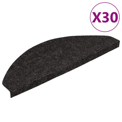 Stair Mats Self-adhesive 30 pcs Black 56x17x3 cm