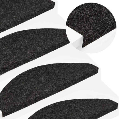 Stair Mats Self-adhesive 30 pcs Black 56x17x3 cm