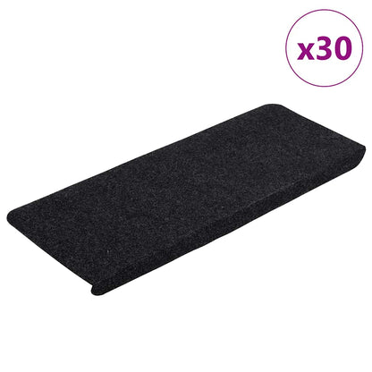 Stair Mats Self-adhesive 30 pcs Black 65x24.5x3.5 cm
