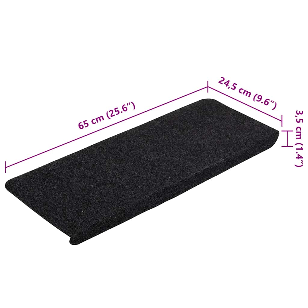Stair Mats Self-adhesive 30 pcs Black 65x24.5x3.5 cm