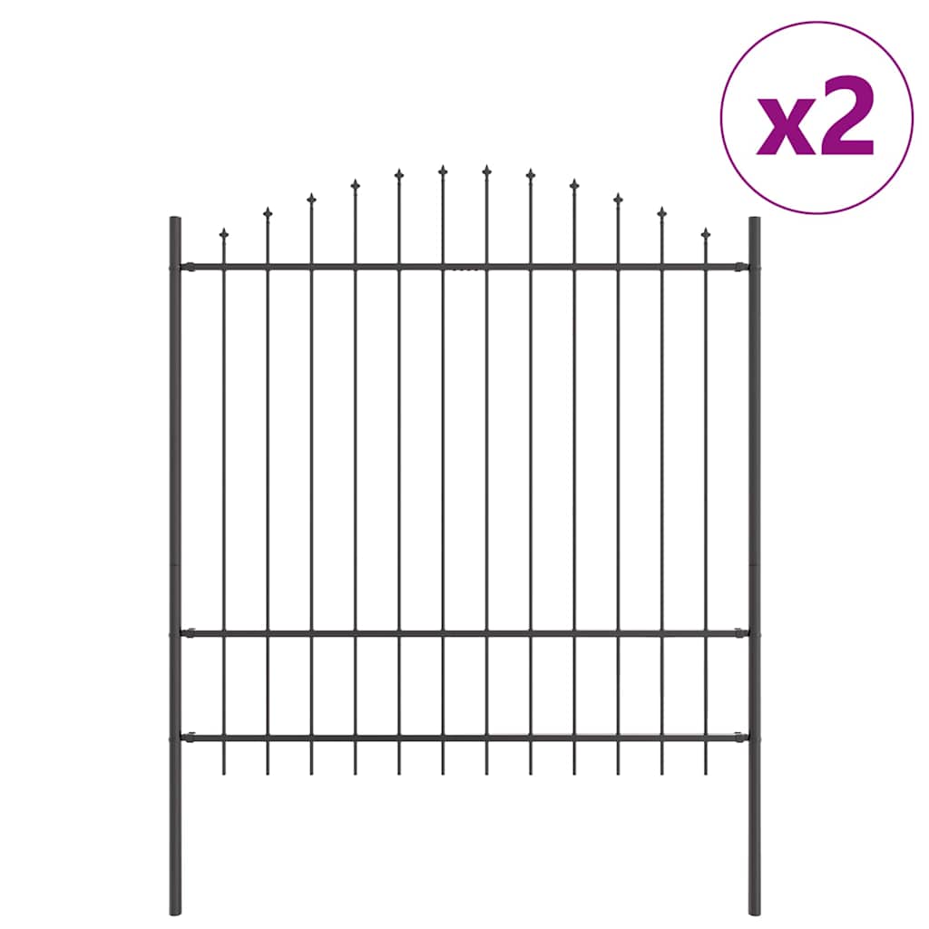 Garden Fence 2 pcs Grey 170 x 215 cm Powder-Coated Steel