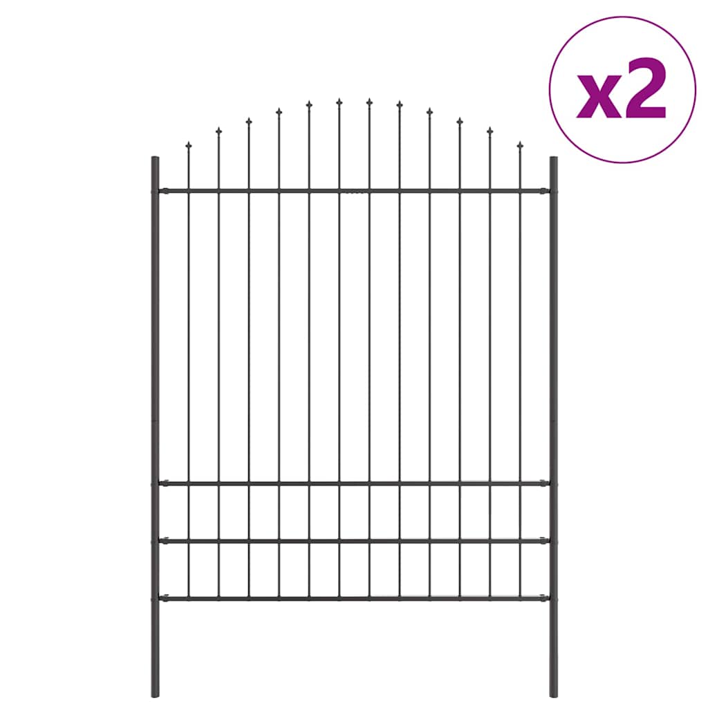 Garden Fence 2 pcs Grey 170 x 225 cm Powder-Coated Steel