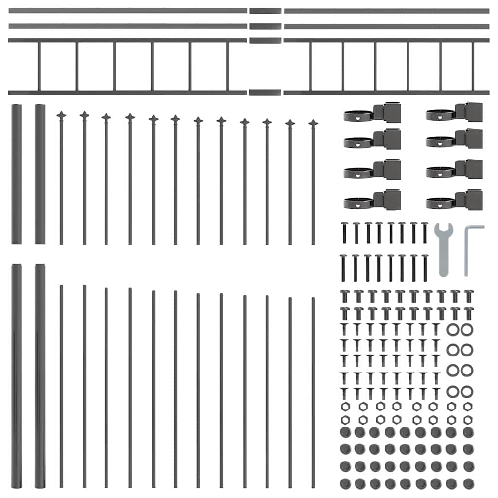 Garden Fence 2 pcs Grey 170 x 225 cm Powder-Coated Steel