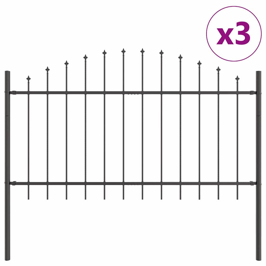 Garden Fence 3 pcs Grey 170 x 140 cm Powder-Coated Steel