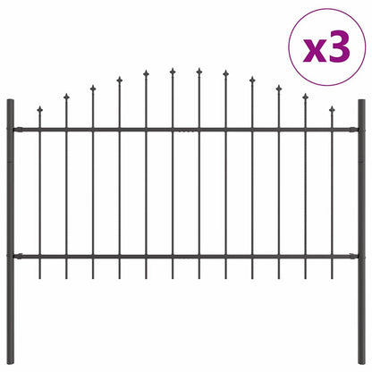 Garden Fence 3 pcs Grey 170 x 140 cm Powder-Coated Steel