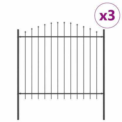 Garden Fence 3 pcs Grey 170 x 165 cm Powder-Coated Steel