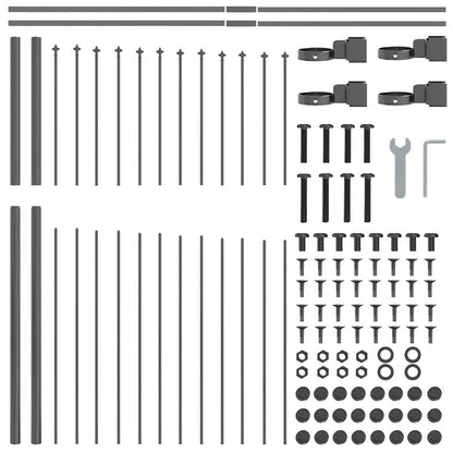 Garden Fence 3 pcs Grey 170 x 165 cm Powder-Coated Steel