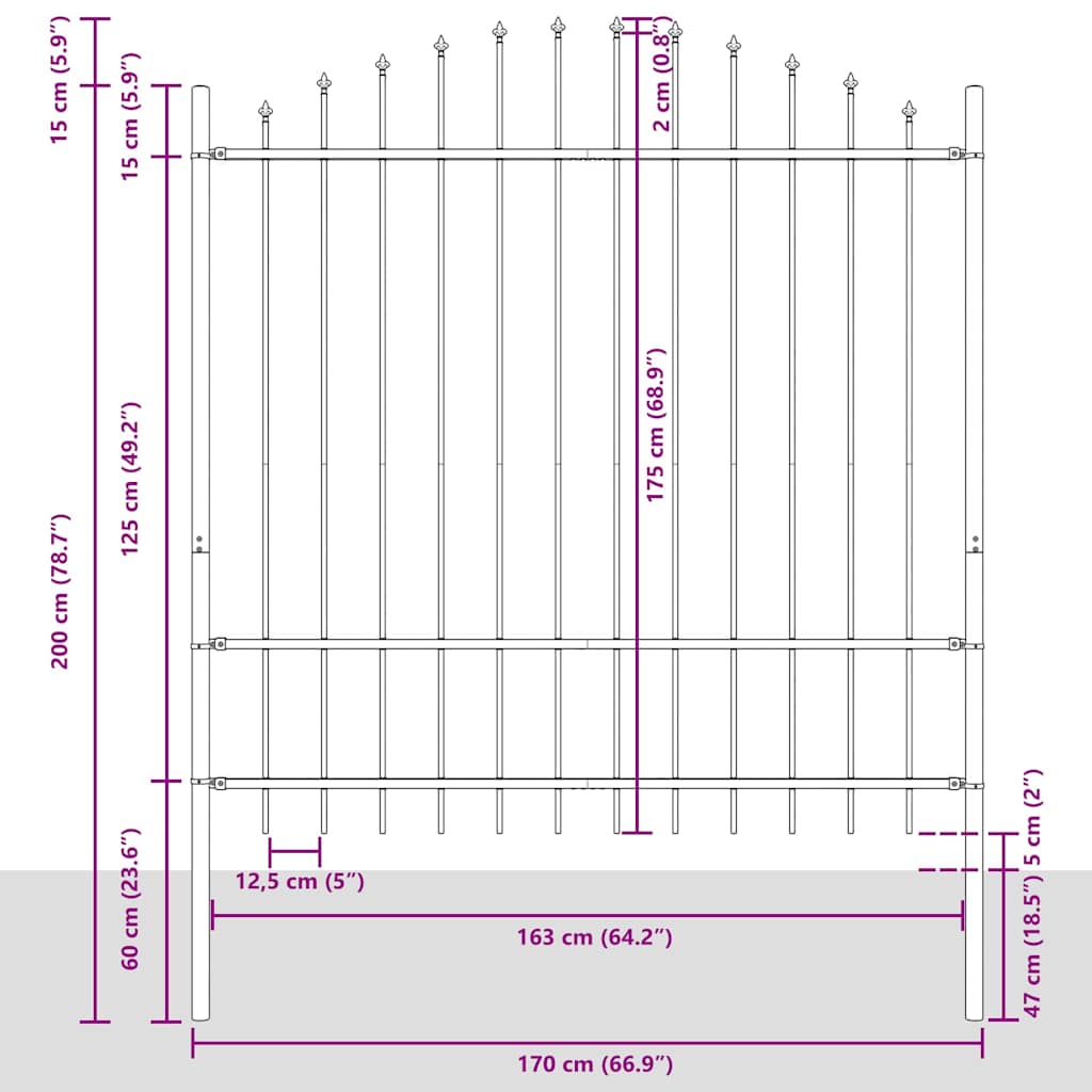 Garden Fence WOERDEN 4 pcs 170 x 215 cm Powder-Coated Steel