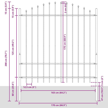 Garden Fence WOERDEN 4 pcs 170 x 215 cm Powder-Coated Steel