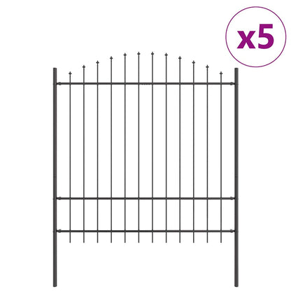 Garden Fence 5 pcs Grey 170 x 215 cm Powder-Coated Steel