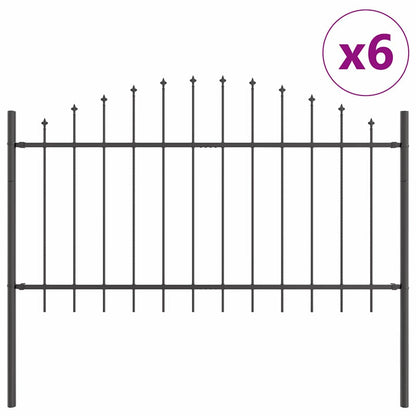 Garden Fence 6 pcs Grey 170 x 140 cm Powder-Coated Steel