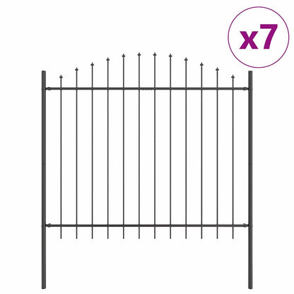 Garden Fence 7 pcs Grey 170 x 165 cm Powder-Coated Steel