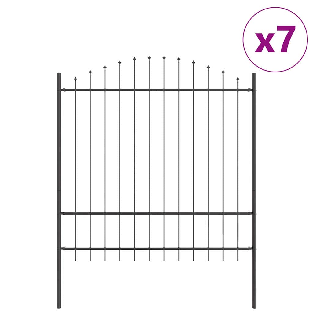 Garden Fence 7 pcs Grey 170 x 215 cm Powder-Coated Steel