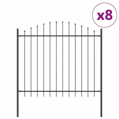 Garden Fence 8 pcs Grey 170 x 190 cm Powder-Coated Steel