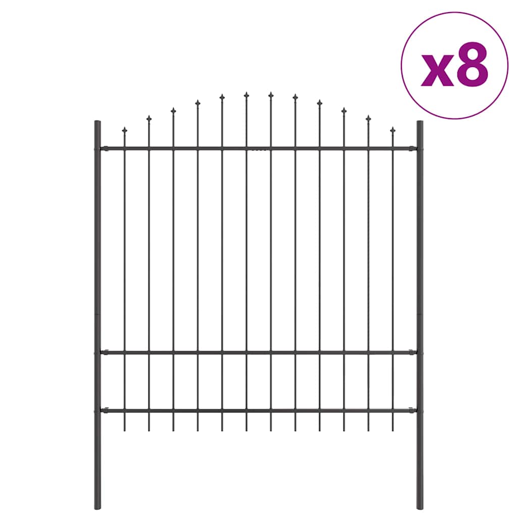 Garden Fence 8 pcs Grey 170 x 215 cm Powder-Coated Steel
