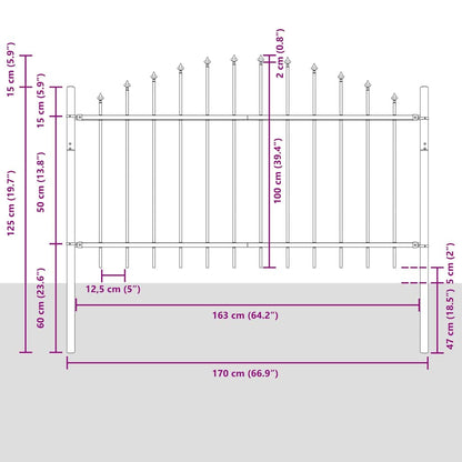 Garden Fence 3 pcs White 170 x 140 cm Powder-Coated Steel