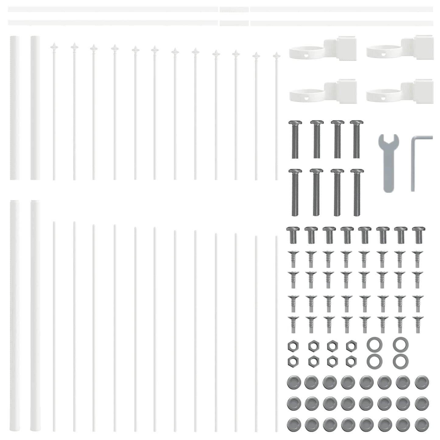 Garden Fence 4 pcs White 170 x 165 cm Powder-Coated Steel