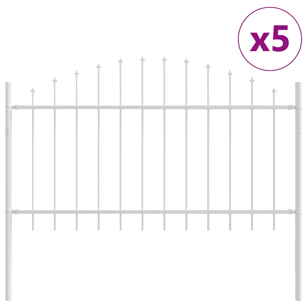 Garden Fence 5 pcs White 170 x 140 cm Powder-Coated Steel