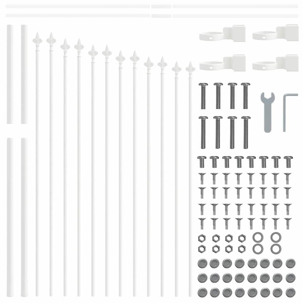 Garden Fence 5 pcs White 170 x 140 cm Powder-Coated Steel