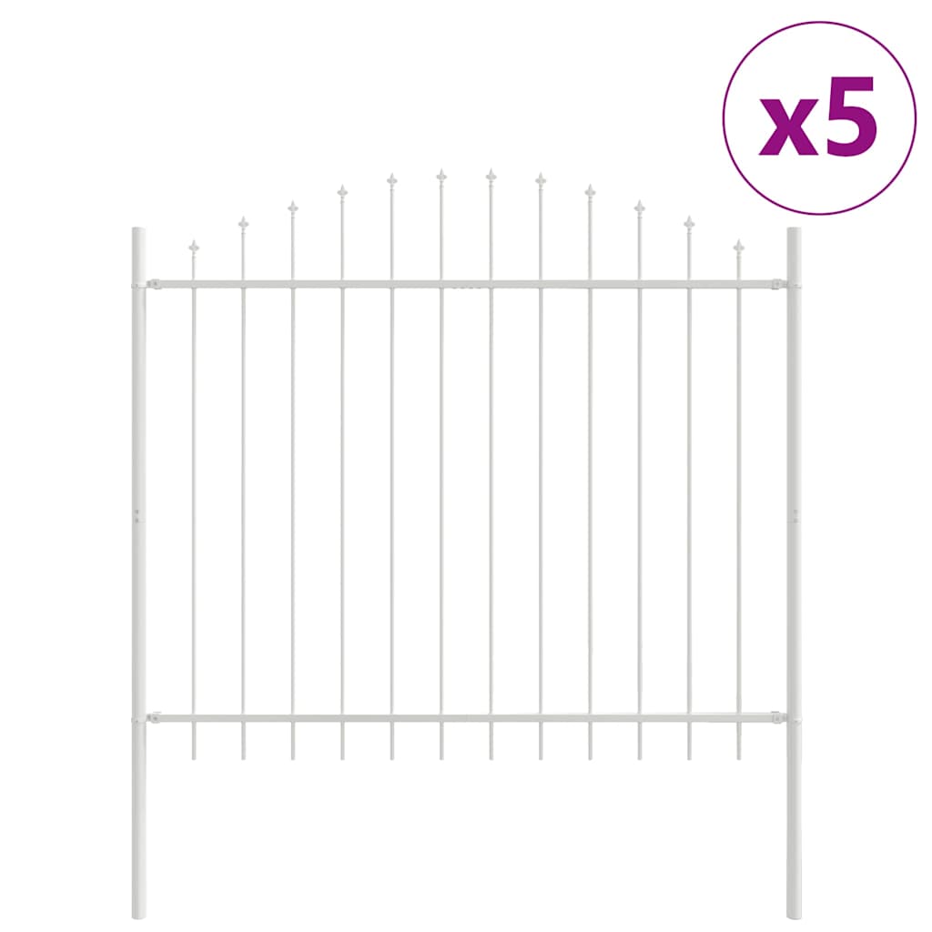 Garden Fence 5 pcs White 170 x 165 cm Powder-Coated Steel