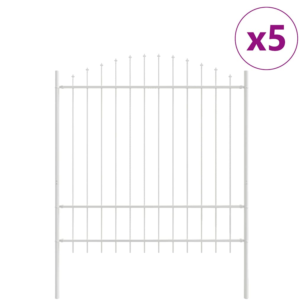 Garden Fence 5 pcs White 170 x 215 cm Powder-Coated Steel