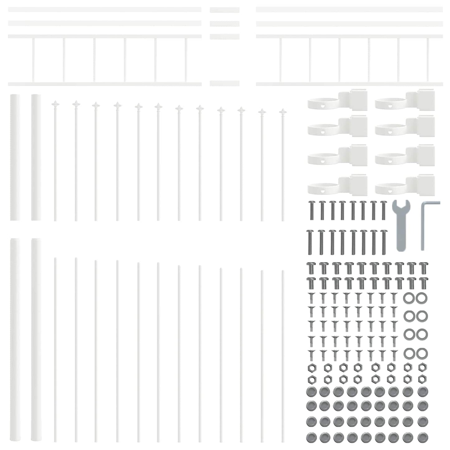 Garden Fence 5 pcs White 170 x 225 cm Powder-Coated Steel