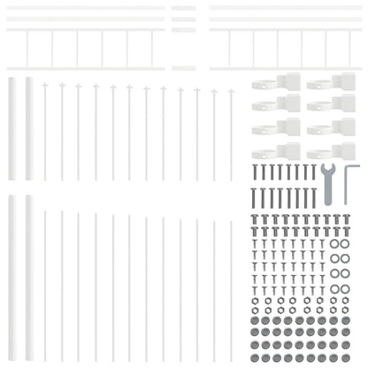 Garden Fence 5 pcs White 170 x 225 cm Powder-Coated Steel