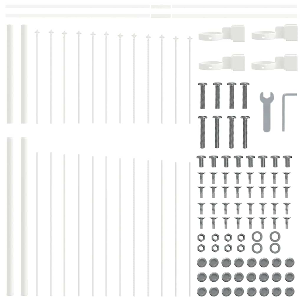 Garden Fence 6 pcs White 170 x 190 cm Powder-Coated Steel