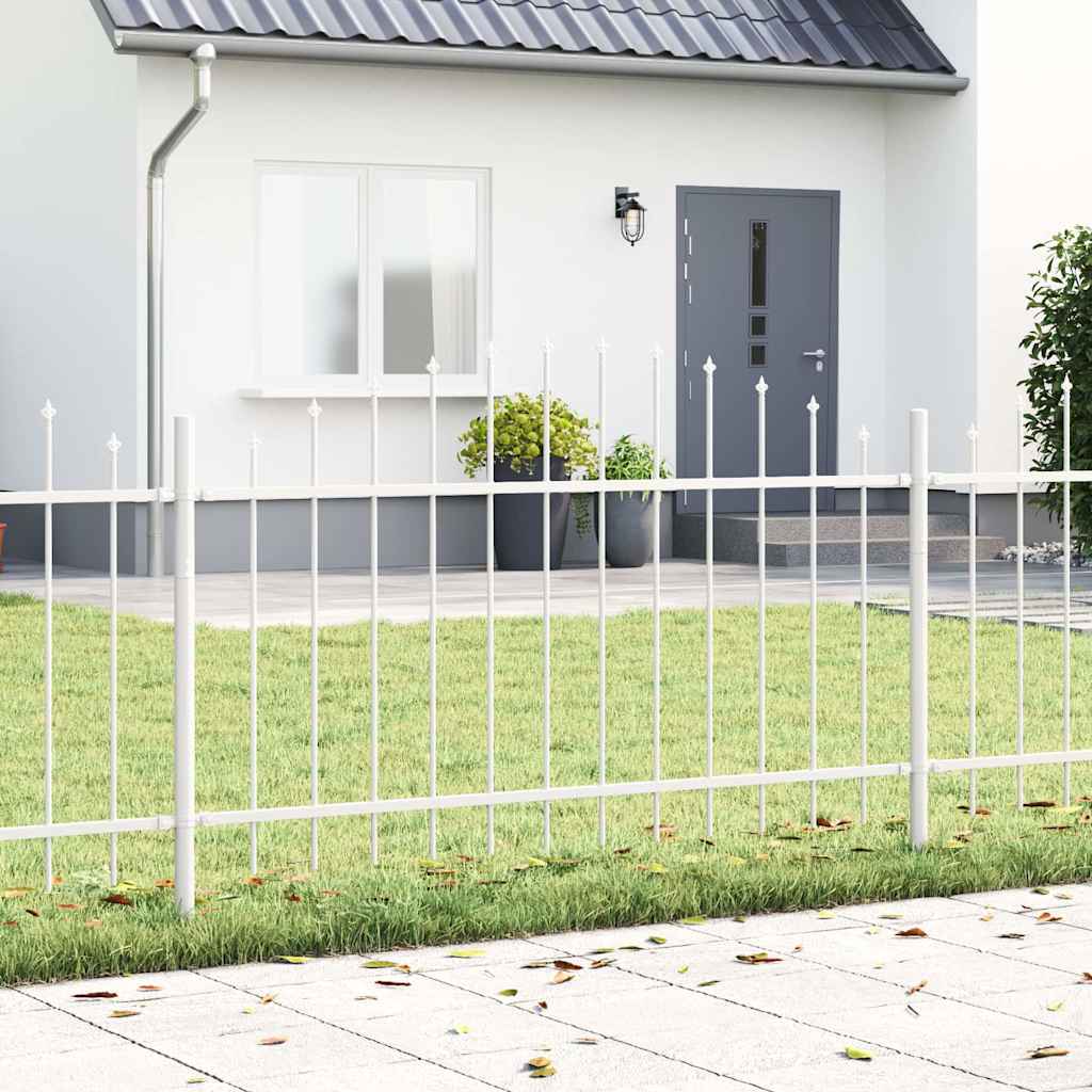 Garden Fence 7 pcs White 170 x 140 cm Powder-Coated Steel