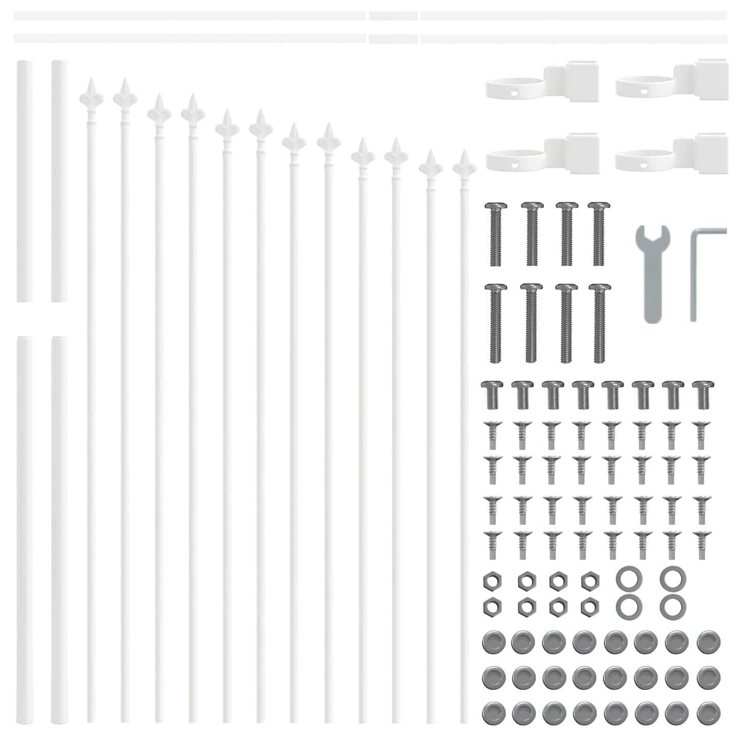 Garden Fence 7 pcs White 170 x 140 cm Powder-Coated Steel