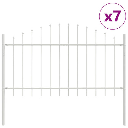 Garden Fence 7 pcs White 170 x 140 cm Powder-Coated Steel
