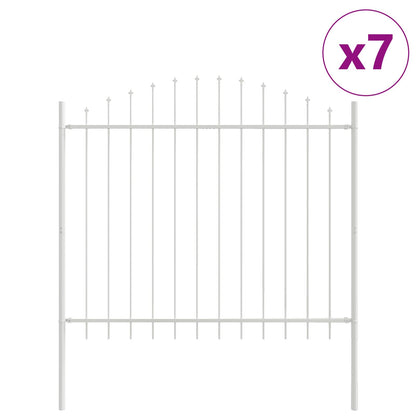 Garden Fence 7 pcs White 170 x 165 cm Powder-Coated Steel
