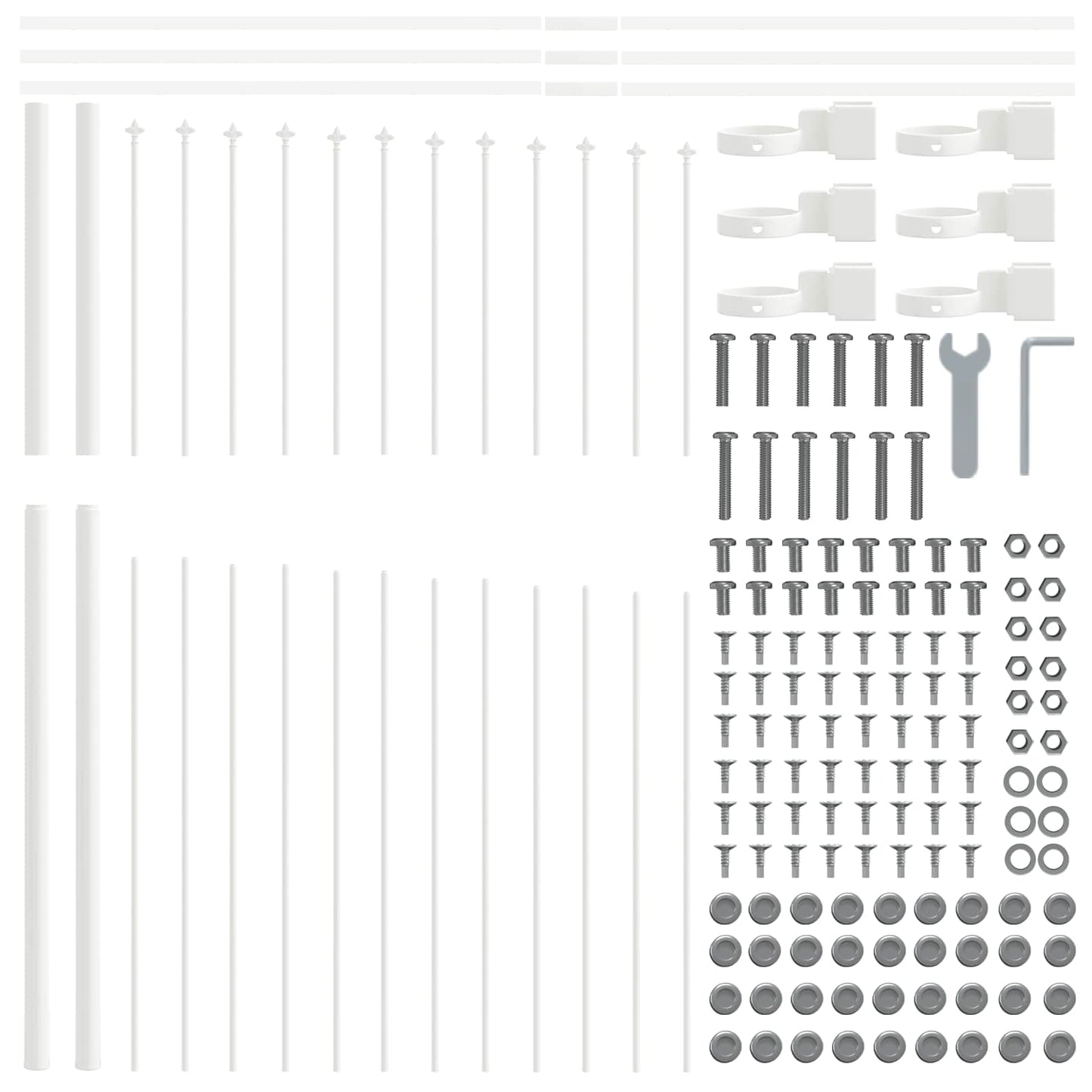 Garden Fence 7 pcs White 170 x 215 cm Powder-Coated Steel