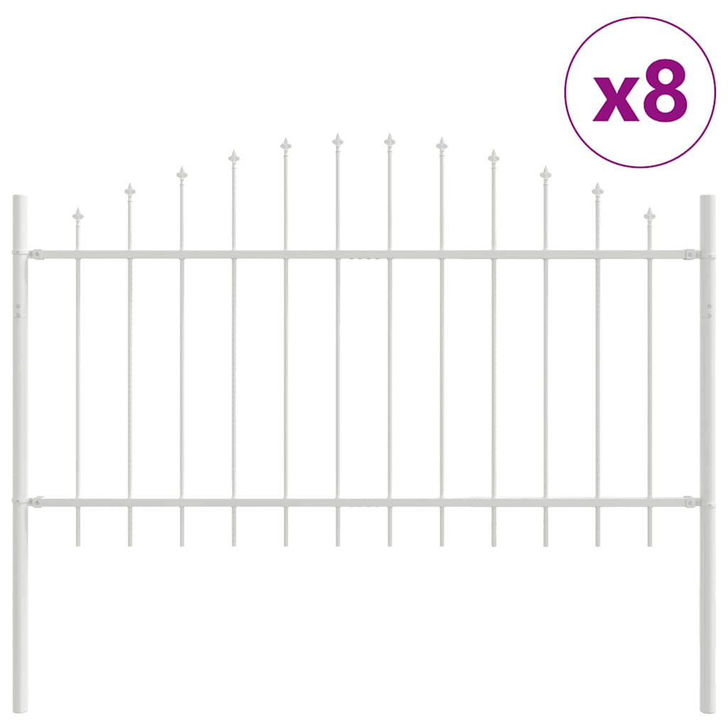 Garden Fence 8 pcs White 170 x 140 cm Powder-Coated Steel