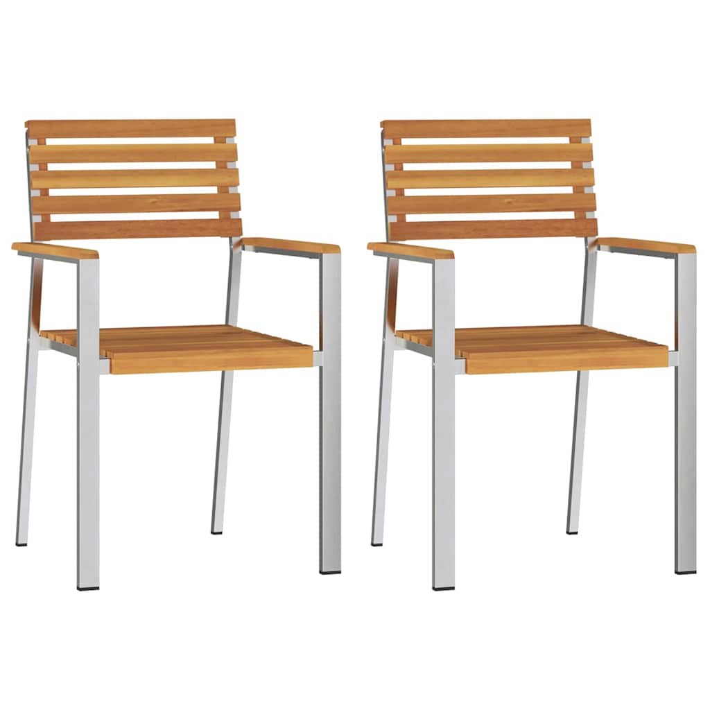 Garden Dining Set 3 pcs Solid Acacia Wood and Stainless Steel
